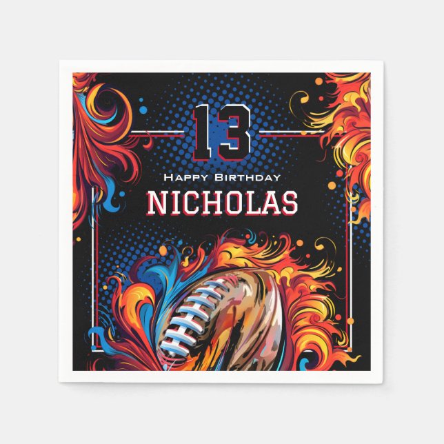 Football Birthday Party Napkin (Front)