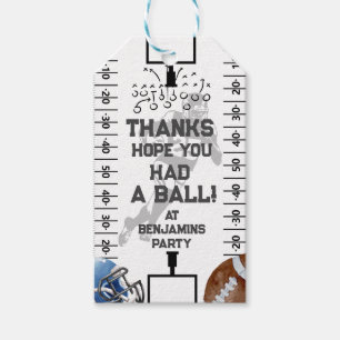 Football Birthday Party Thank You Favor Gift Tags