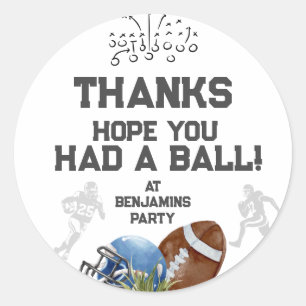 Football Birthday Party Thank You Favour Classic Round Sticker