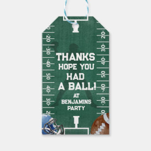 Football Birthday Party Thank You Favour Gift Tags