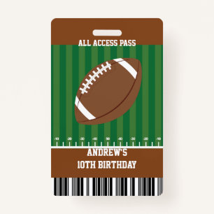 Football Birthday Party VIP Pass ID Badge