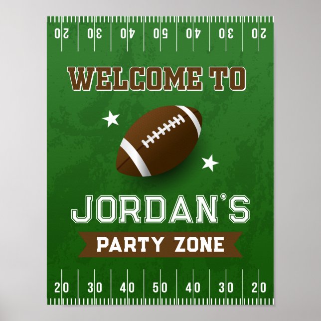 Football Birthday Party Welcome Poster 11x14  (Front)