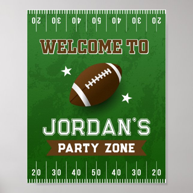 Football Birthday Party Welcome Poster Decor (Front)