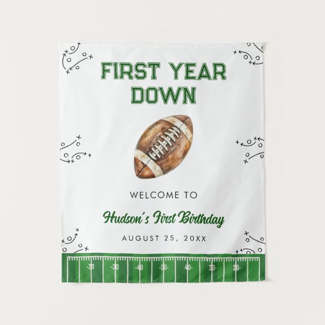 Football Birthday Party Welcome Sign Tapestry (Front)