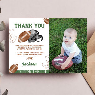 Football Birthday Photo Thank You Card