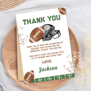 Football Birthday Thank You Card