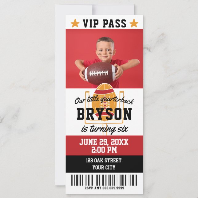 Football Birthday Ticket Invitation (Front)