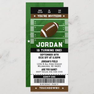Football Birthday Ticket Invitation Sports