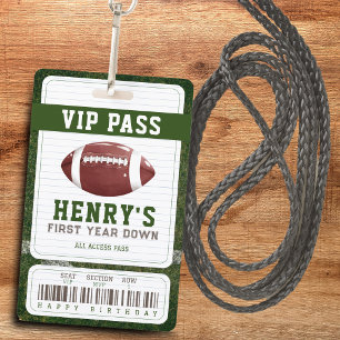 Football Birthday Vip Pass Boy's 1st birthday ID Badge
