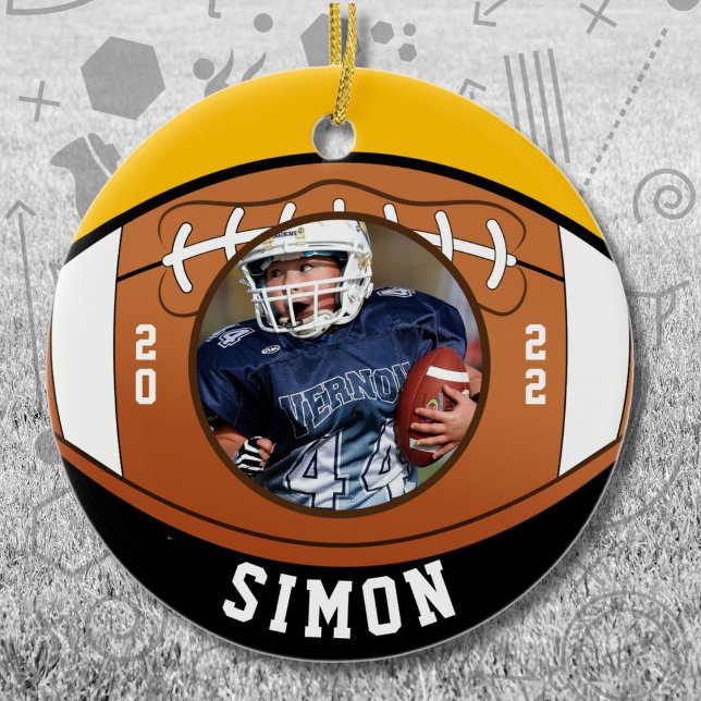 Football Black Gold Team Colours Ceramic Ornament (Creator Uploaded)