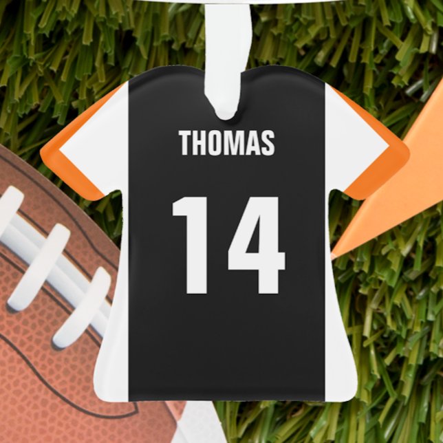 Football Black, Orange & White Jersey Ornament (Creator Uploaded)