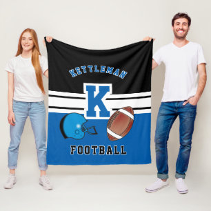 Football 🏈 Blue Sport Letter Fleece Blanket