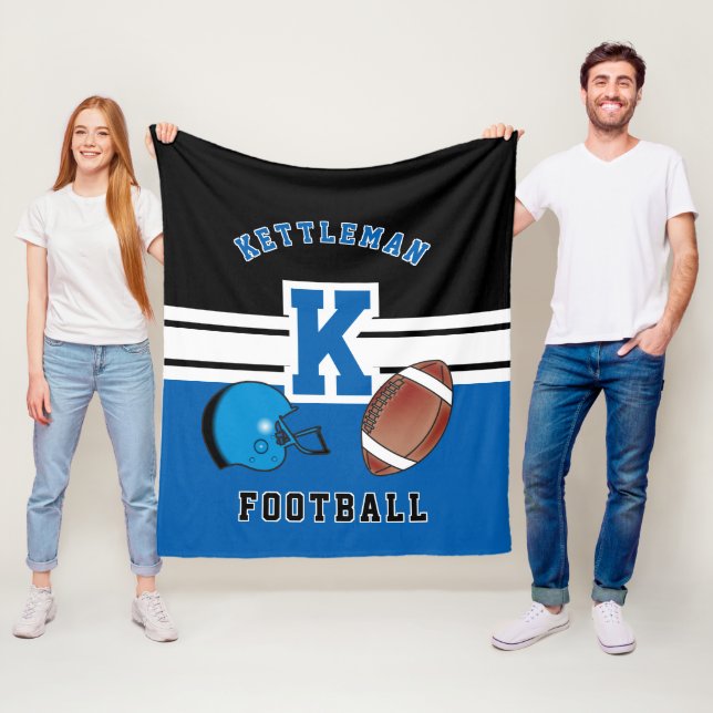 Football 🏈 Blue Sport Letter Fleece Blanket (In Situ)