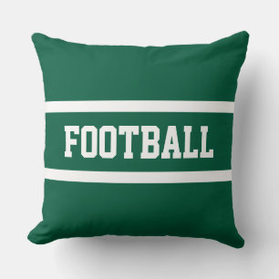 FOOTBALL Bold Athletic Hunter Green White Stripes Cushion
