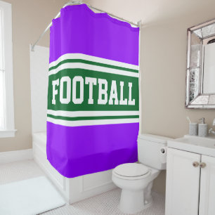 FOOTBALL Bold Bright Blue White Racing Stripes Shower Curtain