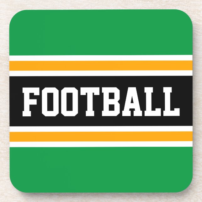 FOOTBALL Bold Bright Green Yellow Black Stripes Coaster (Front)