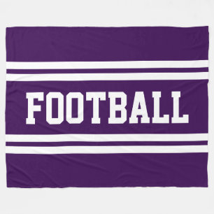 FOOTBALL Bold Deep Purple White Racing Stripes Fleece Blanket