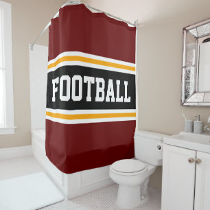 FOOTBALL Bold Red Black Yellow Racing Stripes Shower Curtain
