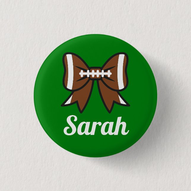 Football Bow Cheer Cheerleader 3 Cm Round Badge (Front)