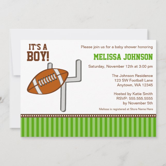Football Boy Baby Shower Invitations (Front)