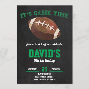 Football Boy Birthday Party Chalkboard Sports Invitation