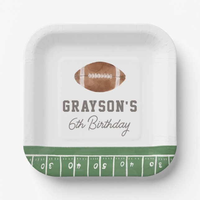Football Boy Birthday Party Paper Plate (Front)