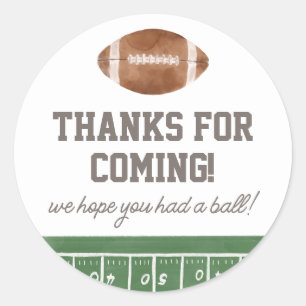 Football Boy Birthday Party Thank You Classic Round Sticker