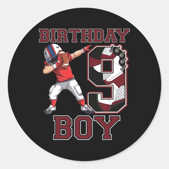 Football Boy Dabbing 9th Birthday Love Sneakers 9  Classic Round Sticker (Front)