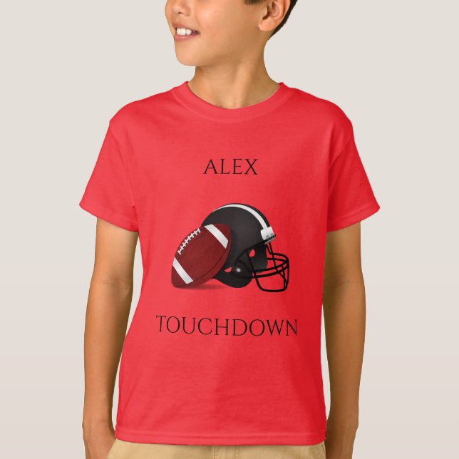 FOOTBALL boy's t-shirt, personalised name. T-Shirt (Front)