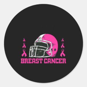 Football Breast Cancer Awareness Pink Ribbon Boys Classic Round Sticker