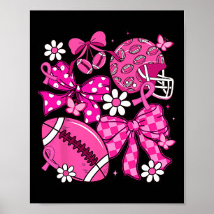 Football Breast Cancer Awareness Preppy Coquette B Poster