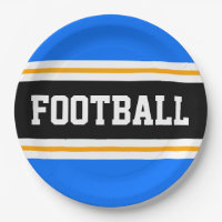 FOOTBALL Bright Blue Black White Yellow Stripes