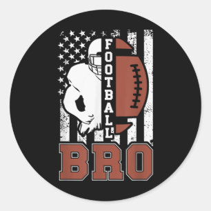 Football Bro Us Flag Football Brother Of A Footbal Classic Round Sticker