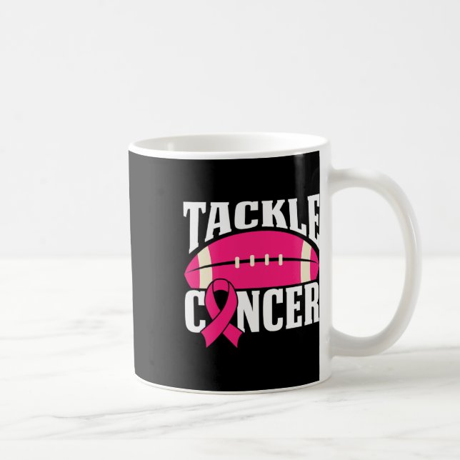 Football Cancer Breast Awareness Tackle Pink Ribbo Coffee Mug (Right)