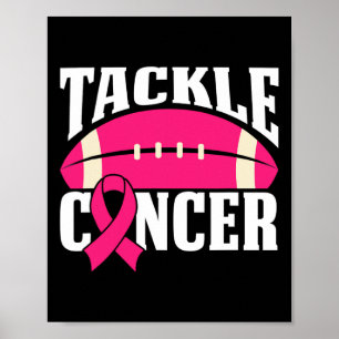 Football Cancer Breast Awareness Tackle Pink Ribbo Poster