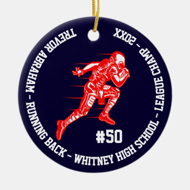 Football Champion Player School Ceramic Ornament (Front)