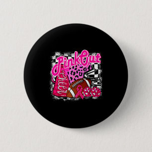 Football Checkered Nk Out Breast Cancer Cheer Mom 6 Cm Round Badge