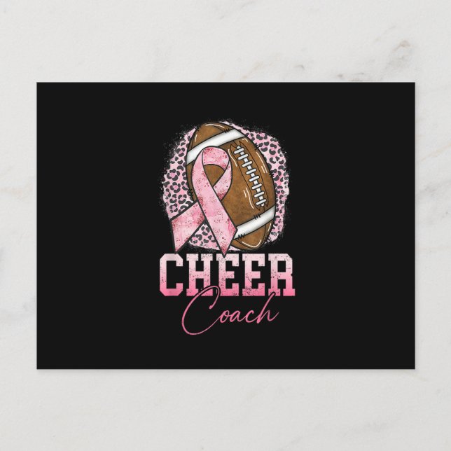 Football Cheer Coach Pink Ribbon Breast Cancer Awa Postcard (Front)
