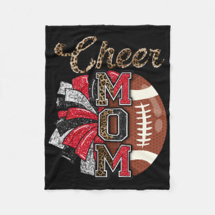 Football Cheer Mum Red Black Pom Leopard Fleece Blanket