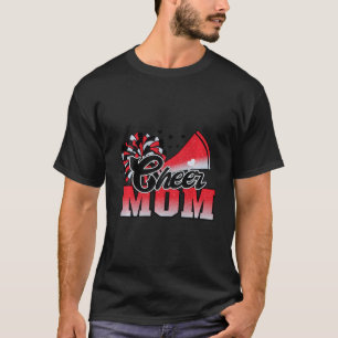 Football Cheer Mum Red Black Pom Leopard T-Shirt