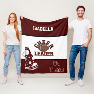 Football Cheerleader Maroon Fleece Blanket