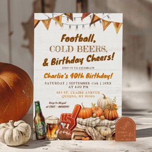 Football Cheers and Beers Adult Birthday Party Invitation