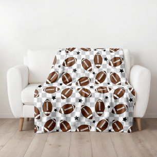 Football Chequered Sports Patterned Fleece Blanket