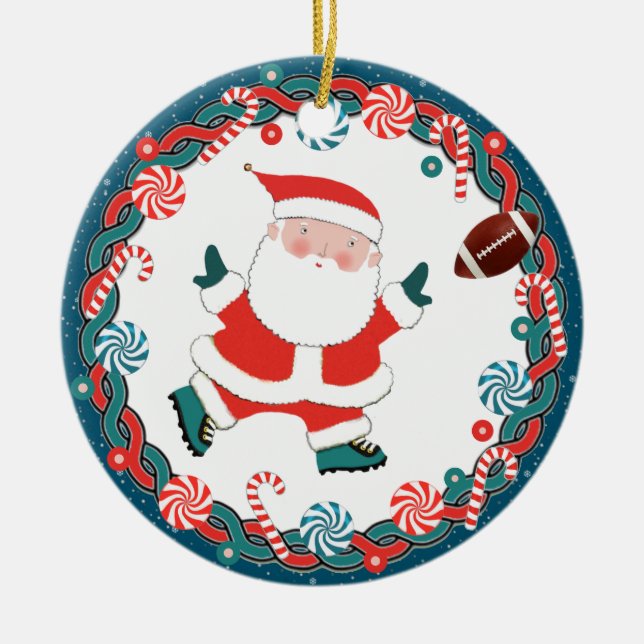 Football Christmas Collectable Ceramic Ornament (Front)