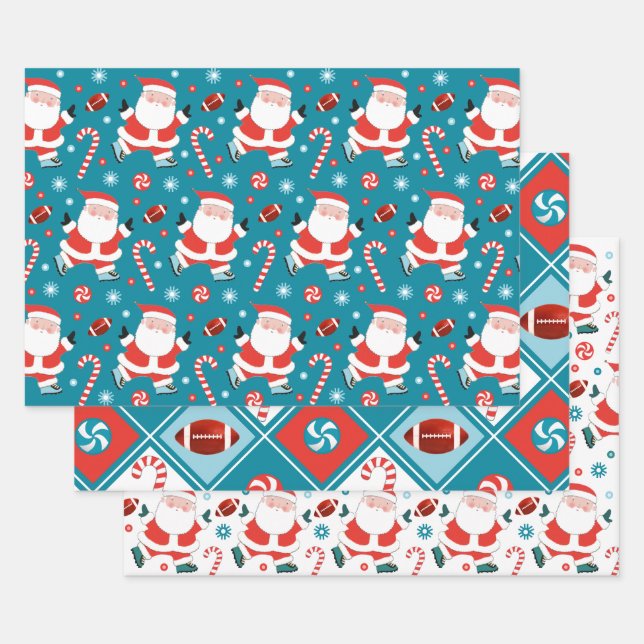 Football Christmas Gift Wrapping Paper (Set)