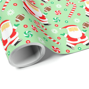 Football Christmas Holiday Gift Wrapping Paper