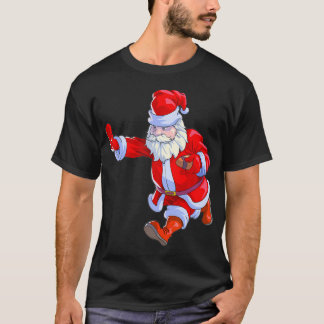 Football Christmas Men Boys Football Santa Claus T-Shirt