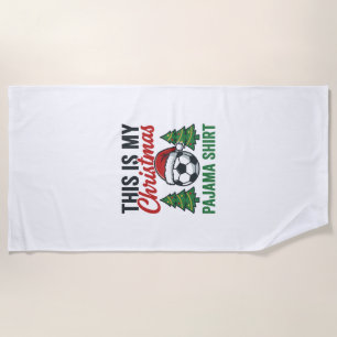 Football Christmas Pajama Shirt Beach Towel
