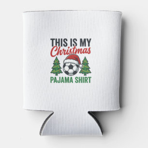 Football Christmas Pajama Shirt Can Cooler