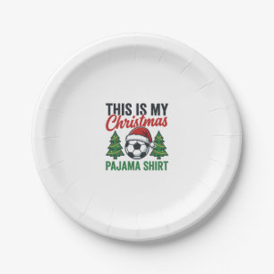 Football Christmas Pajama Shirt Paper Plate